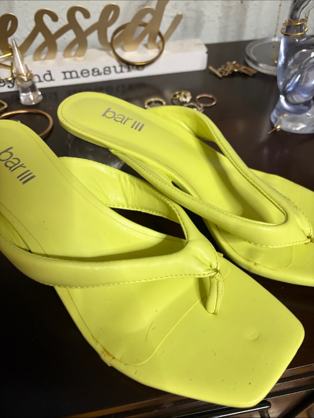 Bar III Neon Lime Thong Sandals